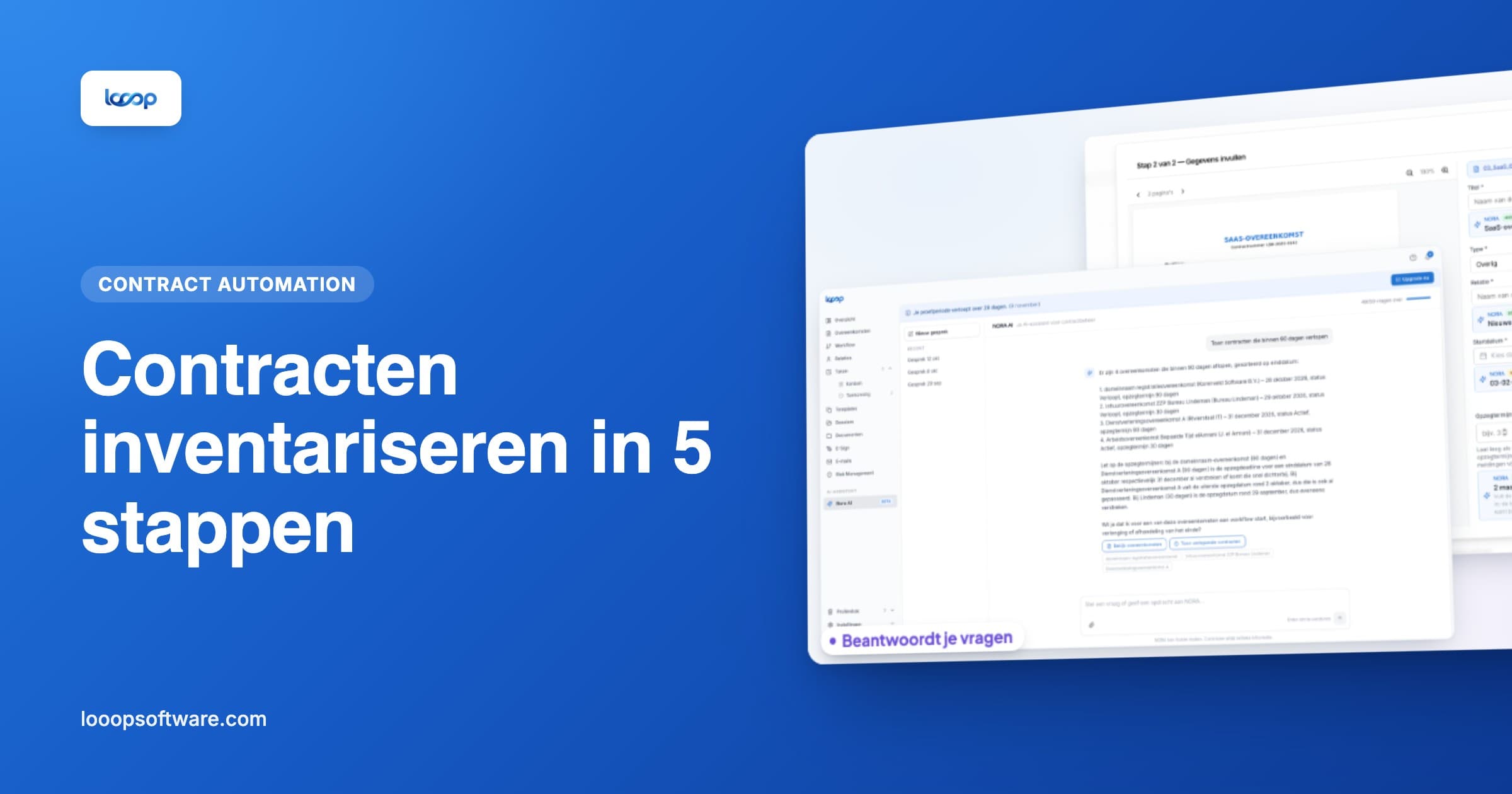 NORA AI leest een contract uit bij het uploaden in Looop