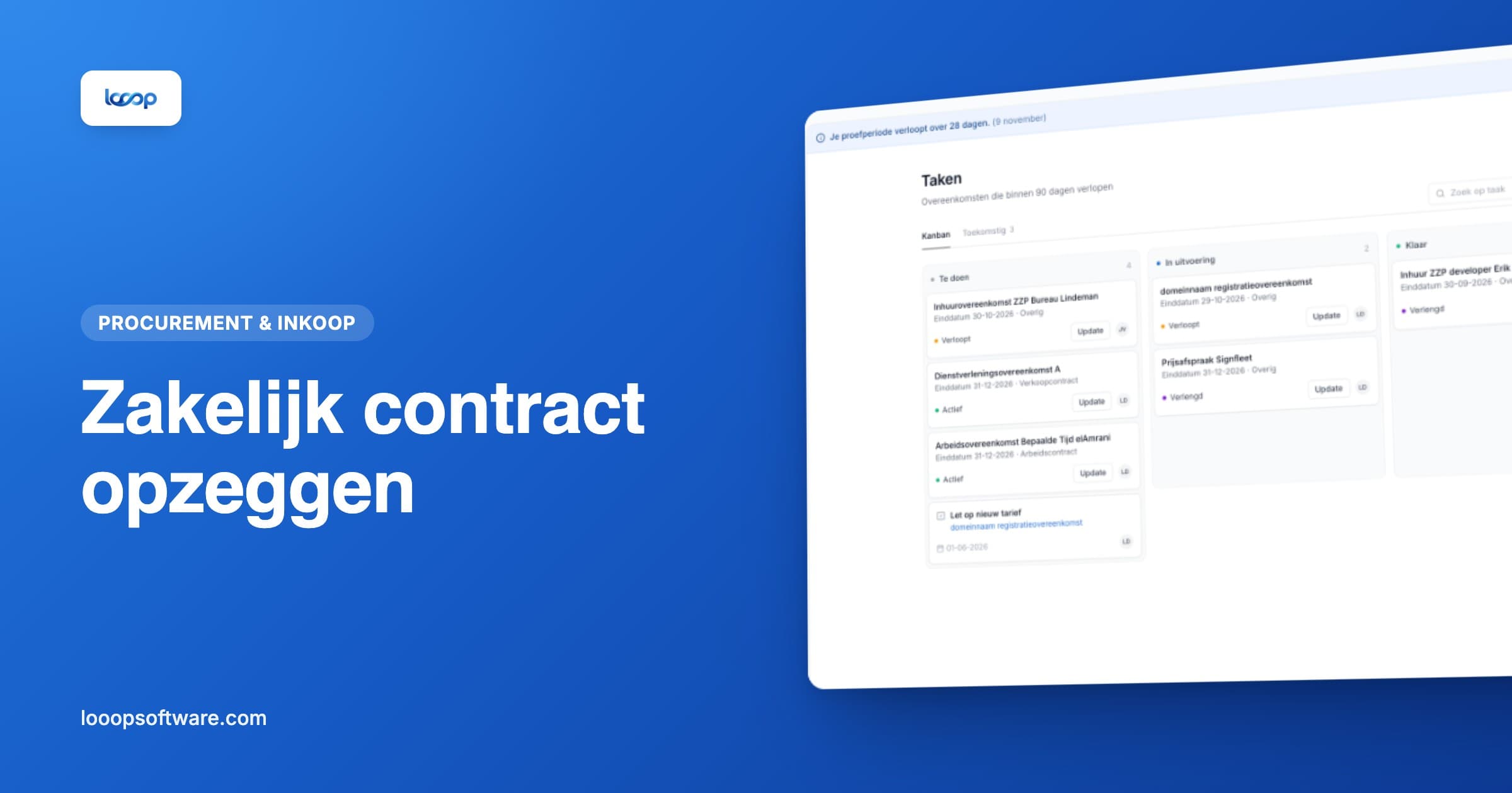 Takenoverzicht in Looop als illustratie bij een zakelijk contract opzeggen
