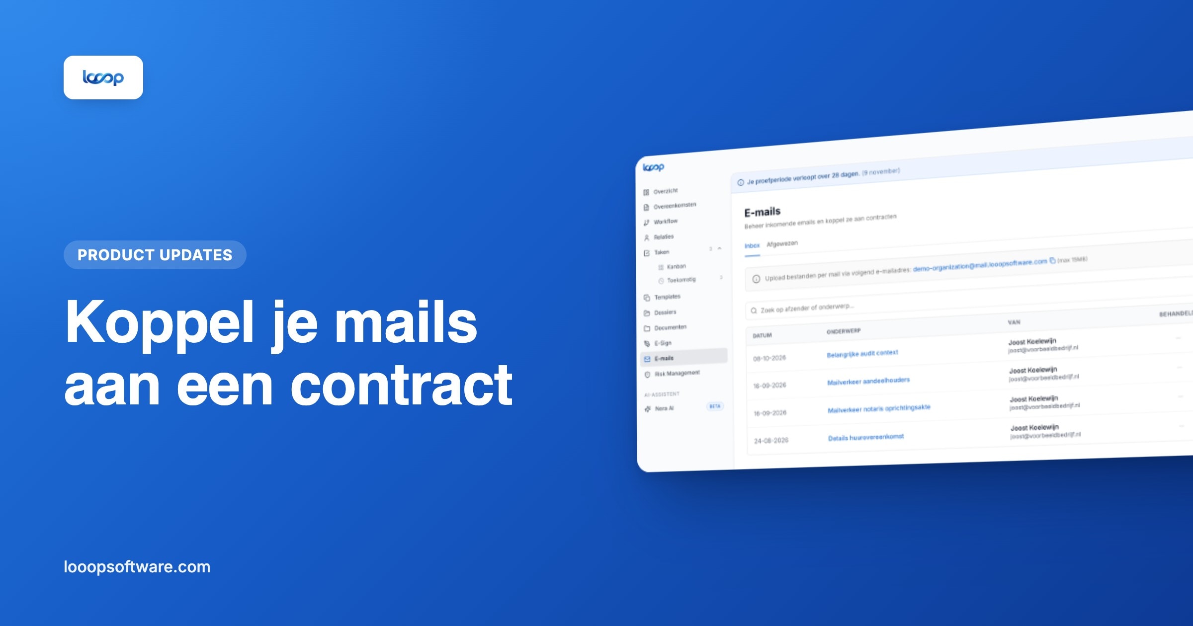 Mails koppelen aan een contract in Looop