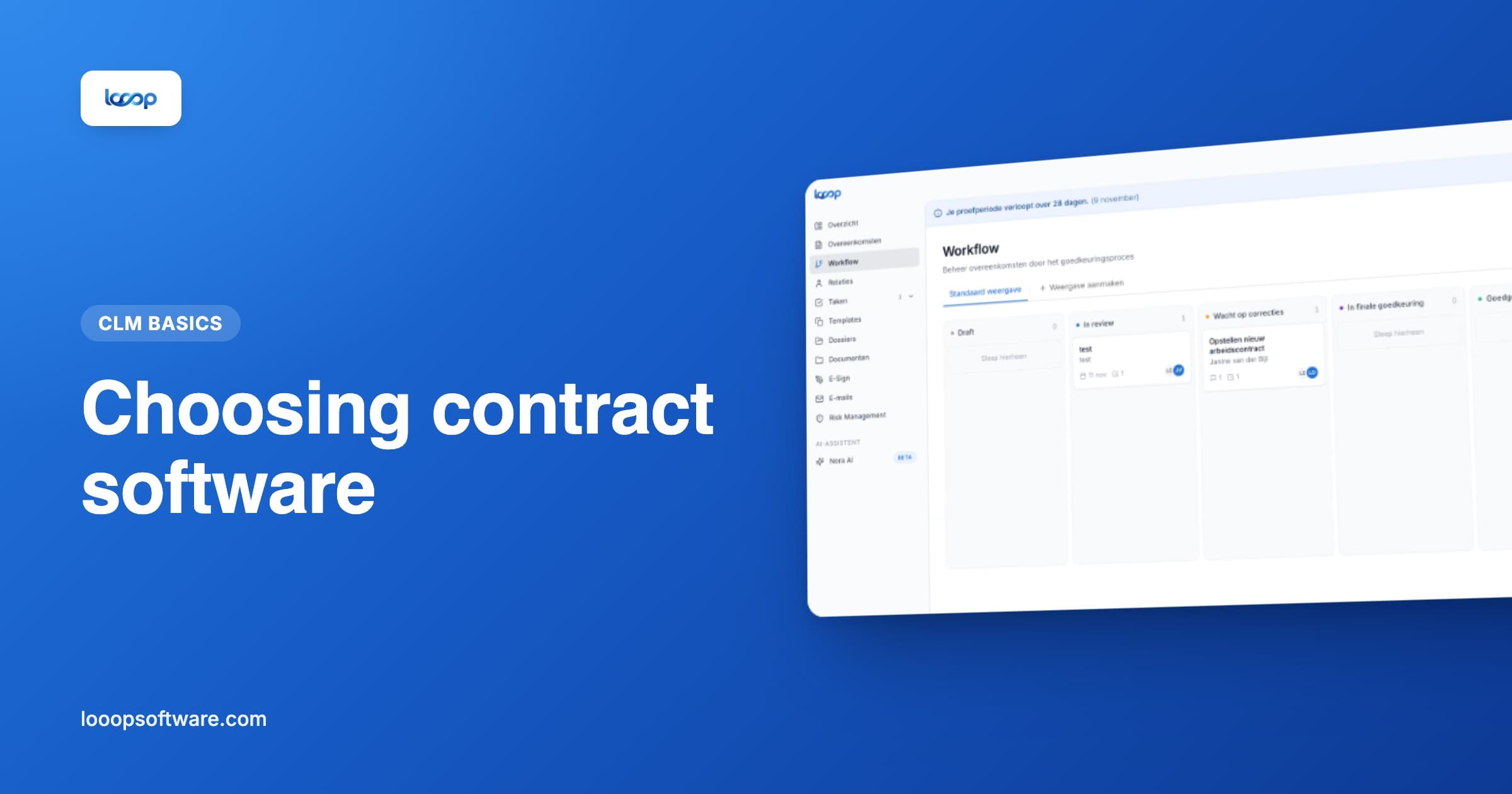 Approval workflow in Looop illustrating the choice of contract management software