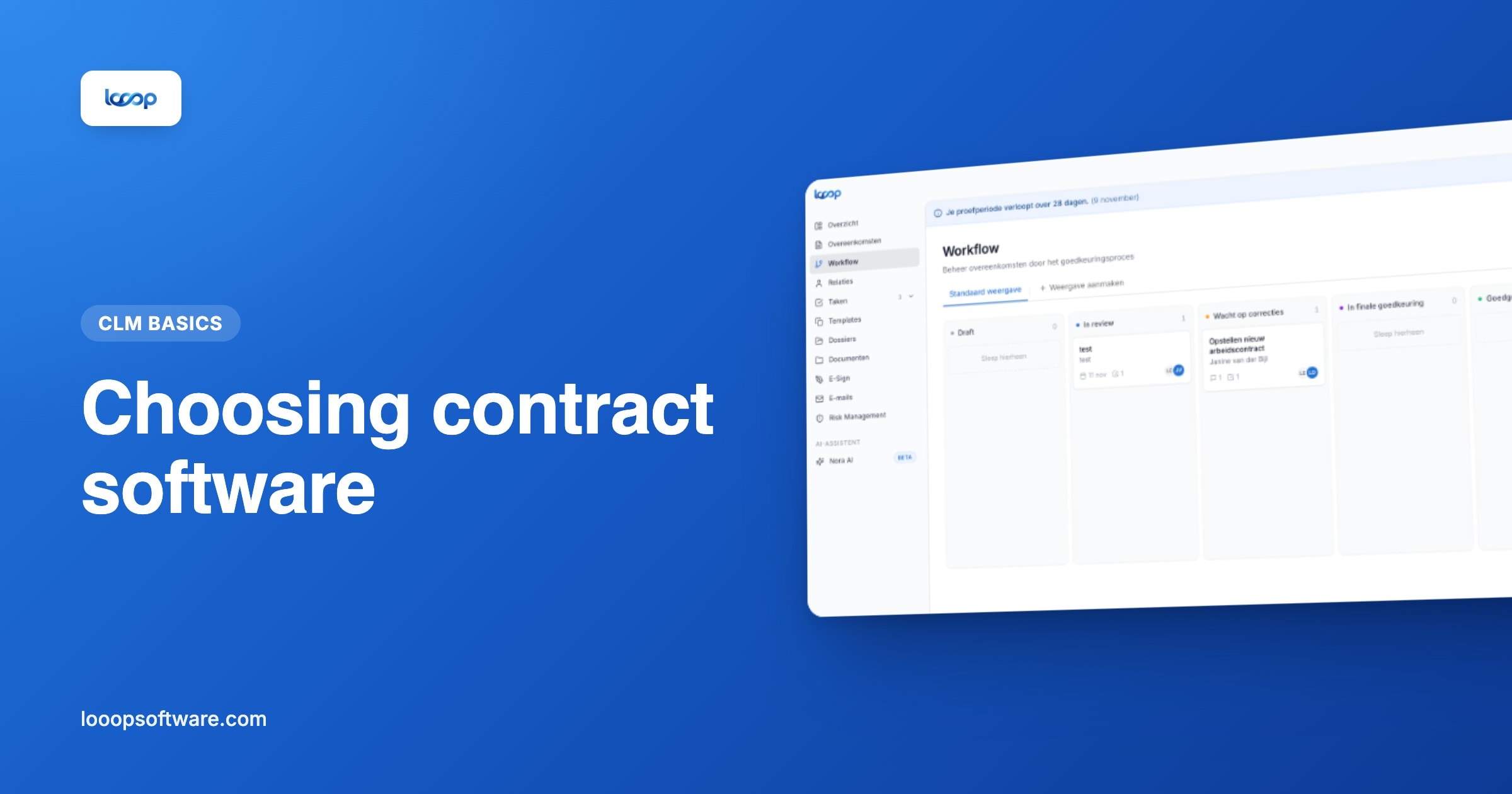 Approval workflow in Looop illustrating the choice of contract management software