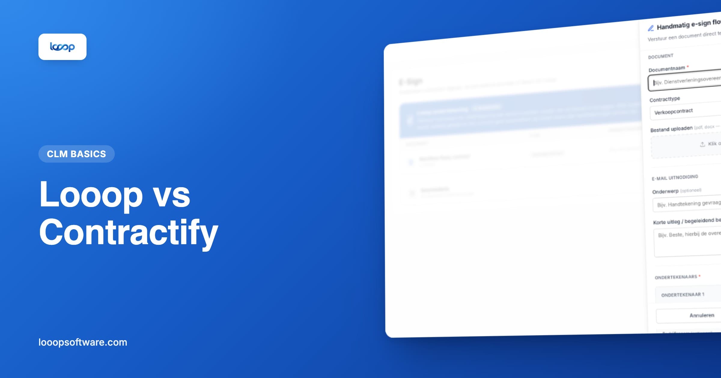 E-signing in Looop, illustrating the comparison with Contractify