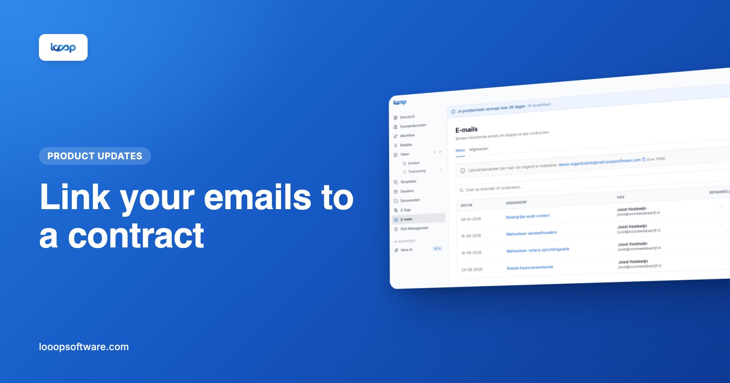Linking emails to a contract in Looop